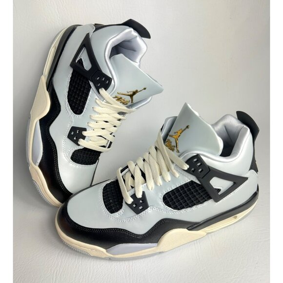 Nike | Shoes | G48 Size 55y 7 Womens Air Jordan 4 Retro Pure  G48- SIZE 5.5Y / 7 WOMEN\'S AIR JORDAN 4 RETRO PURE PLATINUM/ METALLIC GOLD FZ858